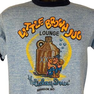 Vintage 80s Little Brown Jug Lounge T Shirt Branson Missouri USA Blue S Small